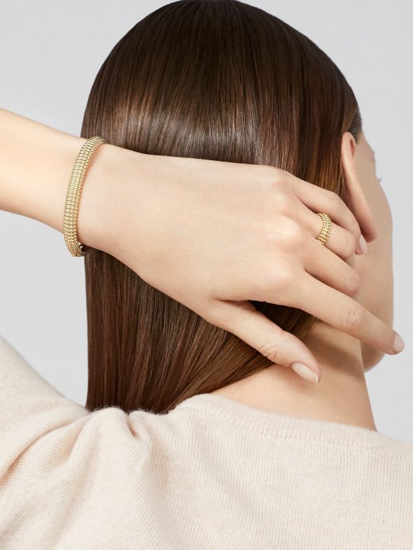 Perlée pearls of gold ring, 3 rows - Image 2
